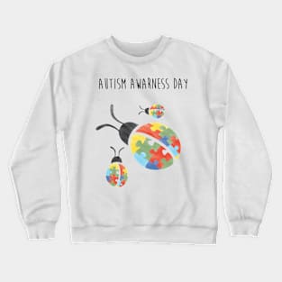 Autism Awareness Day Puzzle Ladybugs Crewneck Sweatshirt